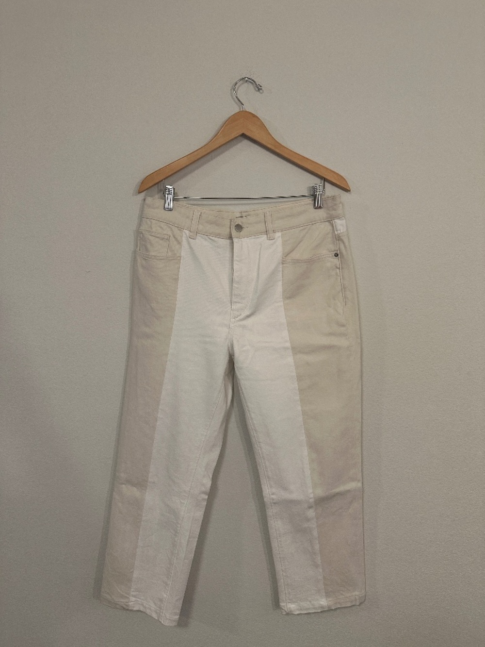 DL1961 Patti Straight High Rise Vintage Ankle Ecru Blocked Jeans 31